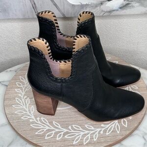 Lucky Brand Black Ankle Boots with Tan Heel